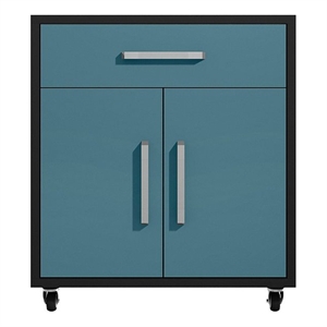manhattan comfort eiffel mobile garage storage cabinet 1 drawer in blue gloss