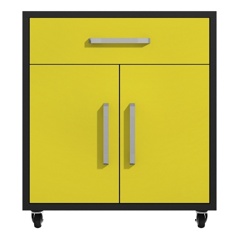 Manhattan Comfort Eiffel 1-Drawer Wood Floating Garage Storage Cabinet in Yellow