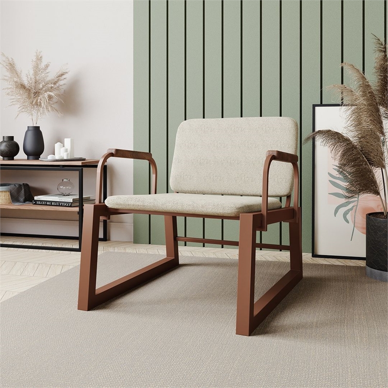 Manhattan Comfort Whythe Faux Leather Low Accent Chair in Natural