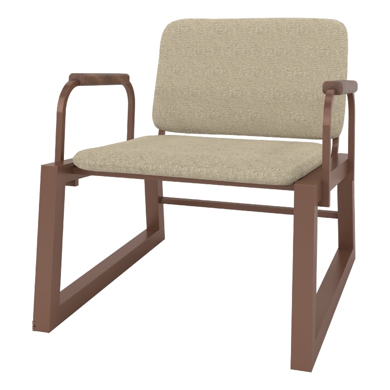 Manhattan Comfort Whythe Faux Leather Low Accent Chair in Natural