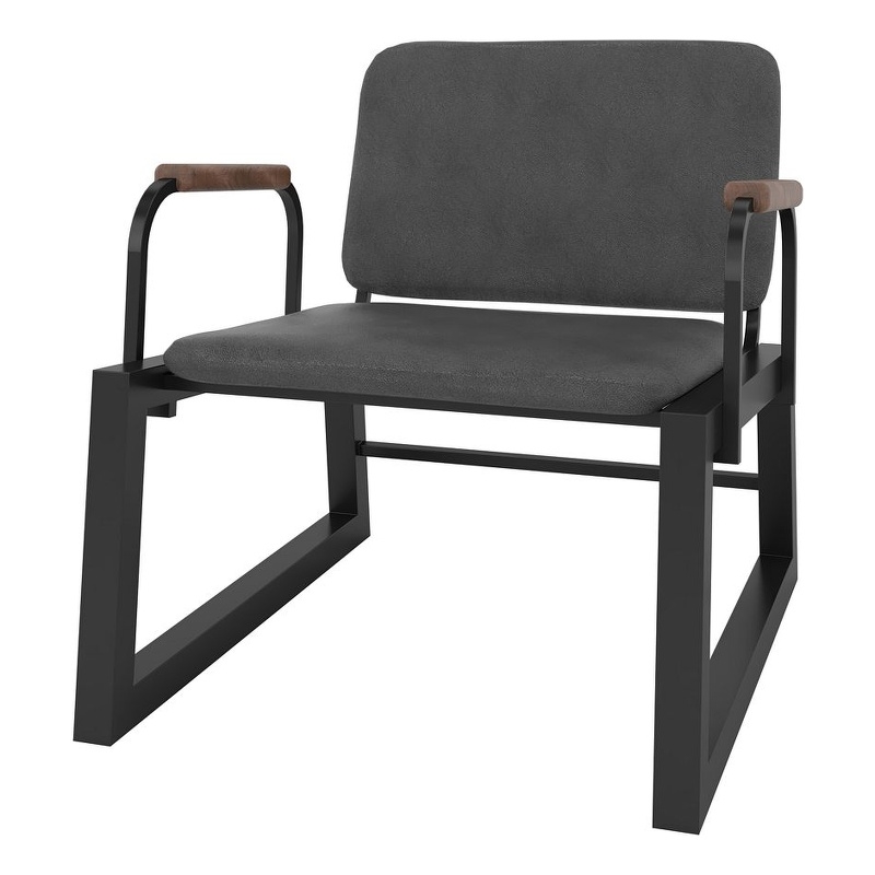 Manhattan Comfort Whythe PU Faux Leather Low Accent Chair 1.0 in Black