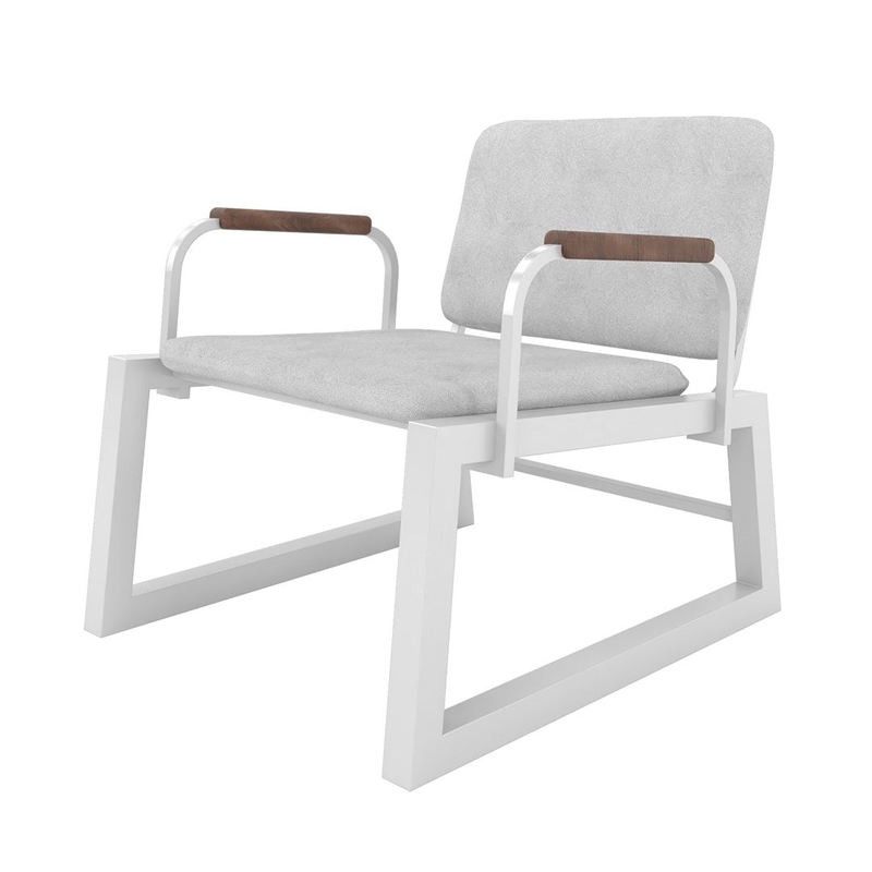 Manhattan Comfort Whythe PU Faux Leather Low Accent Chair 1.0 in White