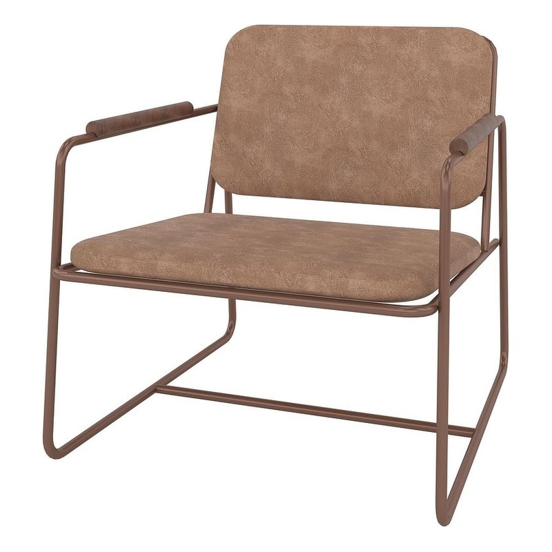 Manhattan Comfort Whythe PU Faux Leather Low Accent Chair 2.0 in Corten Brown