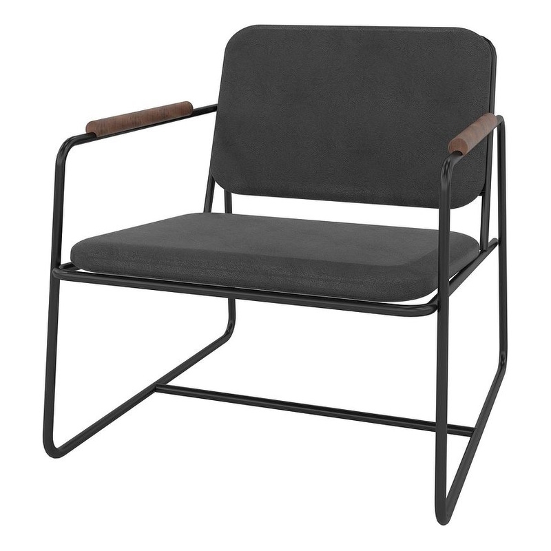 Manhattan Comfort Whythe PU Faux Leather Low Accent Chair 2.0 in Black