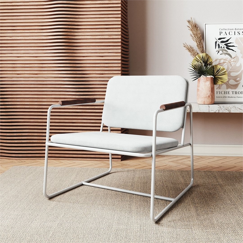 Manhattan Comfort Whythe PU Faux Leather Low Accent Chair 2.0 in White