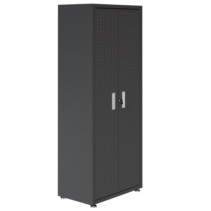 Manhattan Comfort Fortress Tall Metal Garage Cabinet in Charcoal