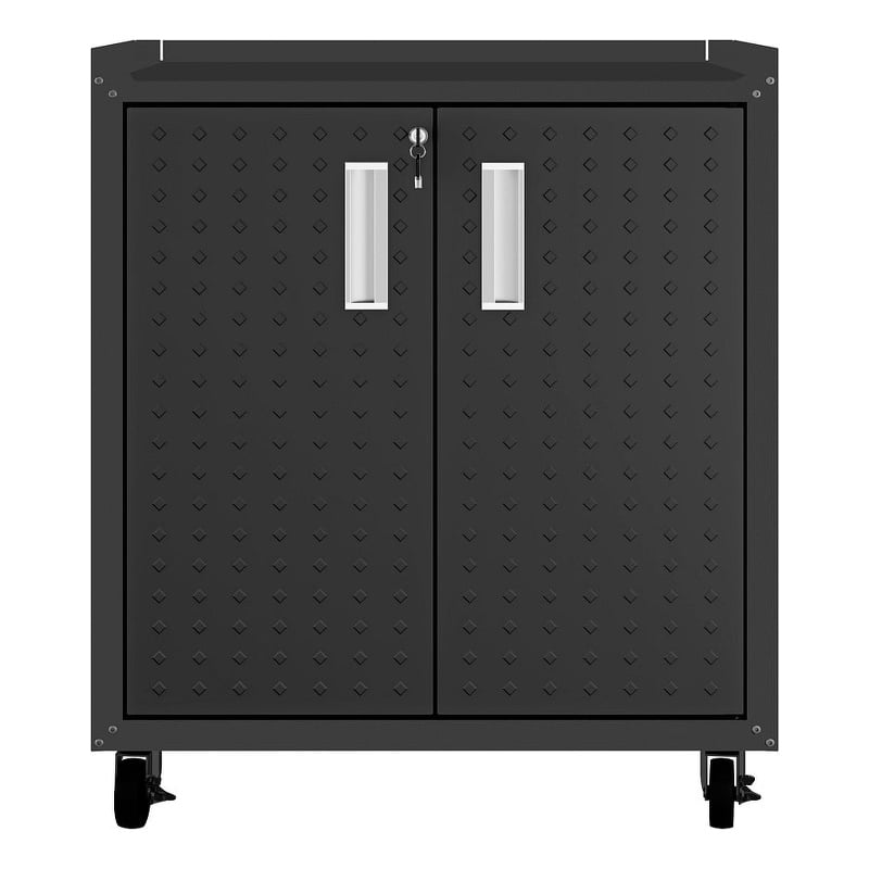 Manhattan Comfort Fortress Metal Mobile Garage Cabinet with Shelves in Charcoal