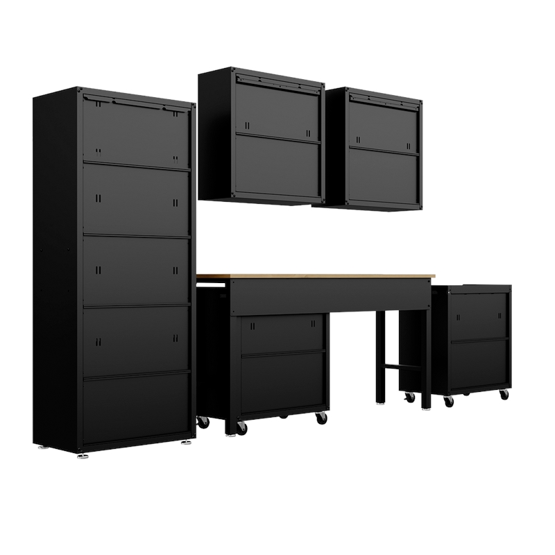 Manhattan Comfort Fortress 6-Piece Metal Garage Set in Charcoal
