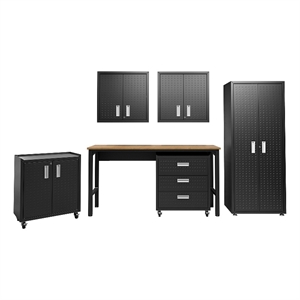 fortress 6-piece garage set in charcoal grey