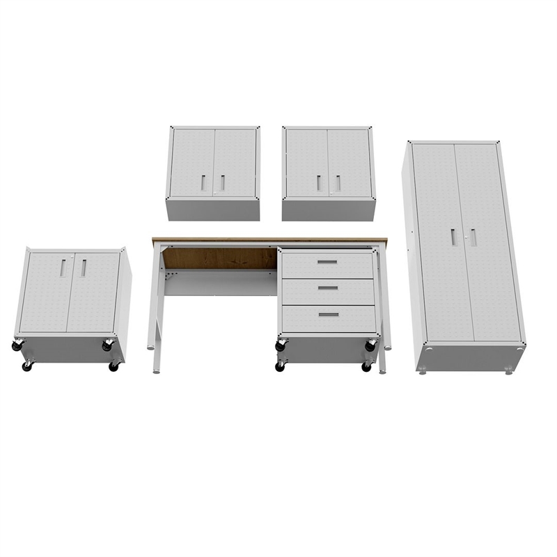 Manhattan Comfort Fortress 6-Piece Metal Garage Set in White