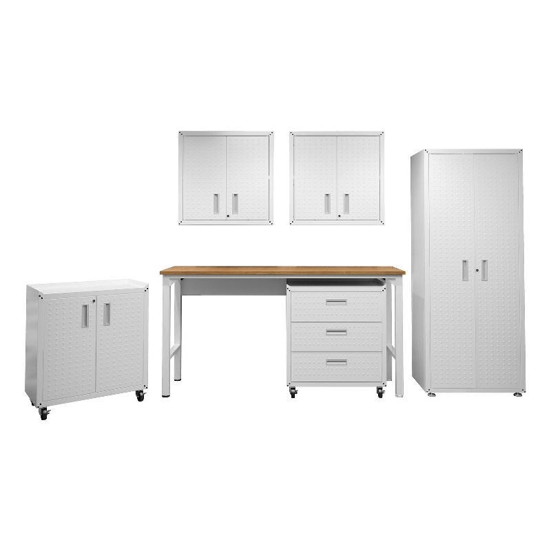 Manhattan Comfort Fortress 6-Piece Metal Garage Set in White