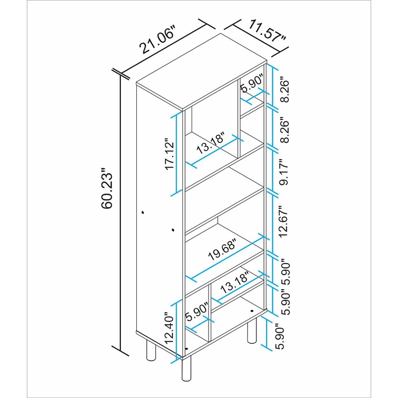 Manhattan Comfort Essex 8 Shelves Engineered Wood Bookcase in White/Zebra