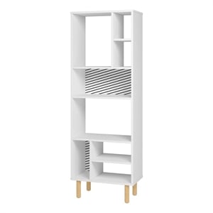 Manhattan Comfort Essex 8 Shelves Engineered Wood Bookcase in White/Zebra