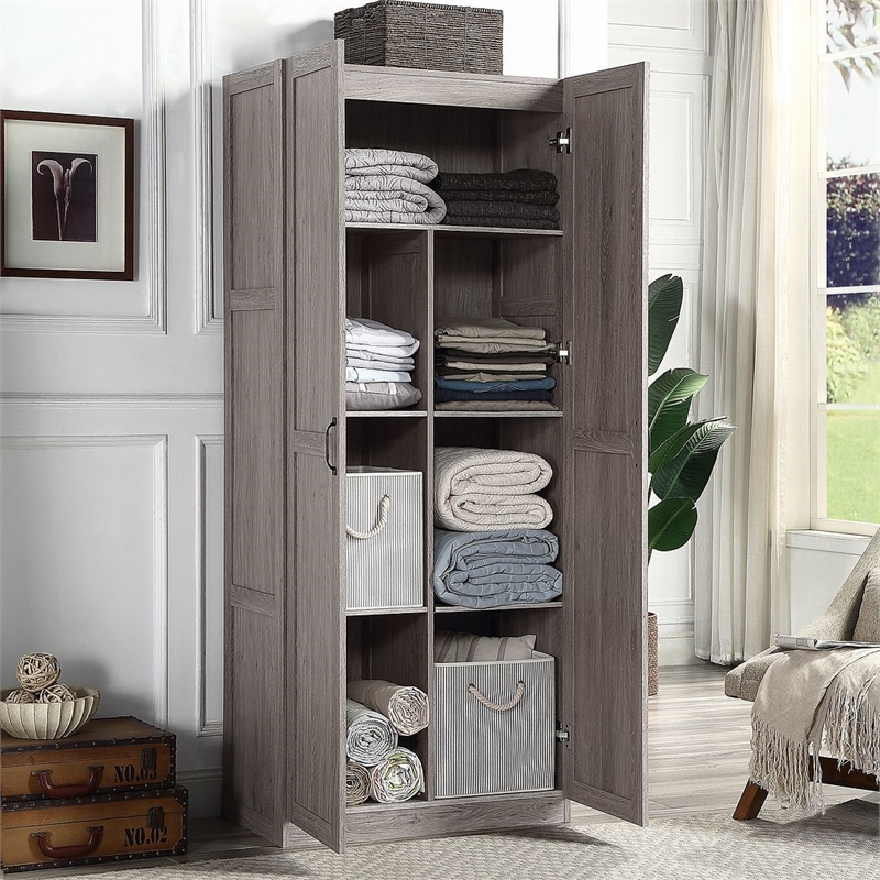 Manhattan Comfort Hopkins Engineered Wood Storage Closet in Gray