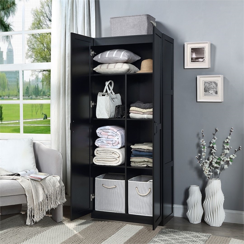 Manhattan Comfort Hopkins Engineered Wood Storage Closet in Black