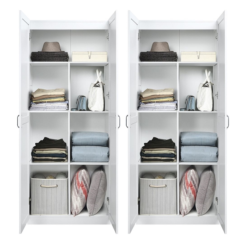 Manhattan Comfort Hopkins 2-Piece Wood Storage Closets in White