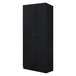 Manhattan Comfort Hopkins 2-Piece Wood Storage Closets in Black
