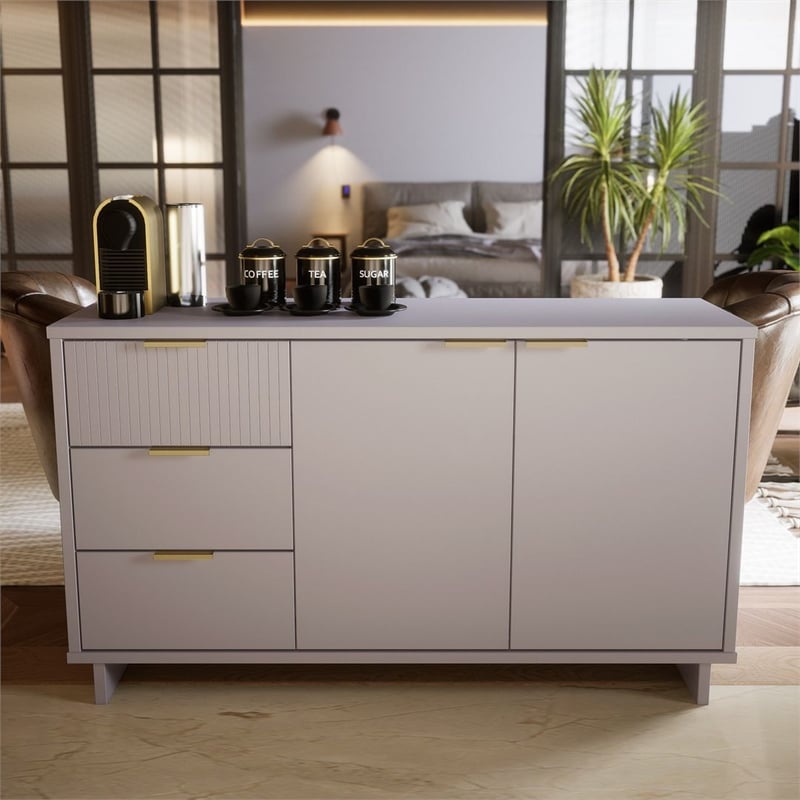 Manhattan Comfort Granville Engineered Wood Sideboard in Light Gray