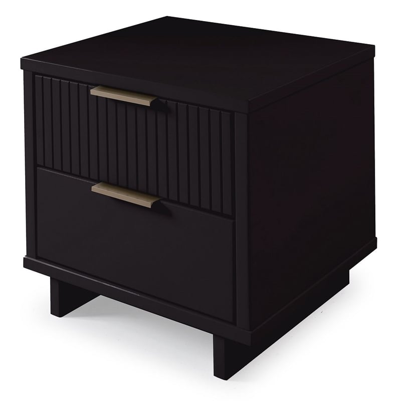 Manhattan Comfort Granville Engineered Wood Nightstand 2.0 in Black