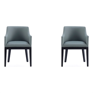 Manhattan Comfort Gansevoort 19.5&quot Faux Leather Dining Armchair in Pewter (2 Pc)