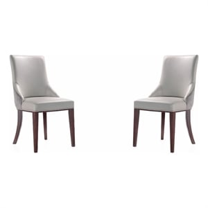 Manhattan Comfort Shubert 19.75&quot Faux Leather Dining Chair in Gray (Set of 2)