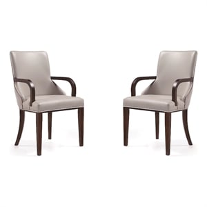 Manhattan Comfort Shubert 19.75&quot Faux Leather Dining Armchair in Gray (Set of 2)