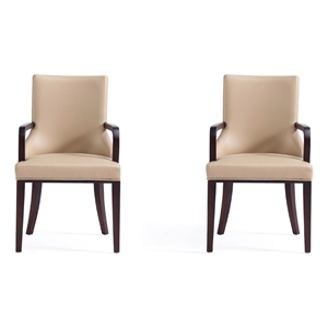 Manhattan Comfort Shubert 19.75&quot Faux Leather Dining Armchair in Tan (Set of 2)