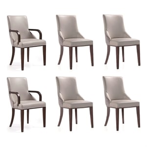 Manhattan Comfort Shubert 19.75&quot Faux Leather Dining Chair in Gray (Set of 6)
