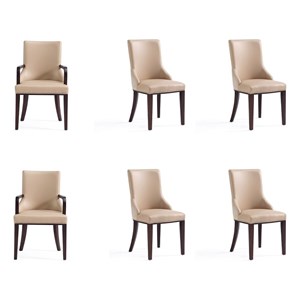 Manhattan Comfort Shubert 19.75&quot Faux Leather Dining Chair in Tan (Set of 6)