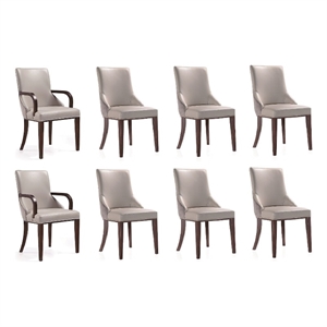 Manhattan Comfort Shubert 19.75&quot Faux Leather Dining Chair in Gray (Set of 8)
