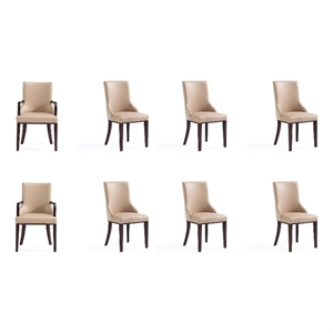 Manhattan Comfort Shubert 19.75&quot Faux Leather Dining Chair in Tan (Set of 8)