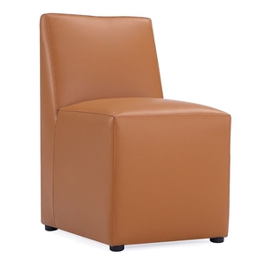 Manhattan Comfort Anna 19.69&quot Square Faux Leather Dining Chair in Saddle Brown