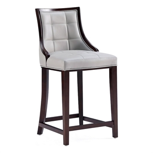 Manhattan Comfort Fifth 26&quot Faux Leather Counter Stool in Light Gray