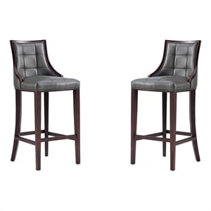 Manhattan Comfort Fifth 31.5&quot Faux Leather Barstool in Pebble (Set of 2)