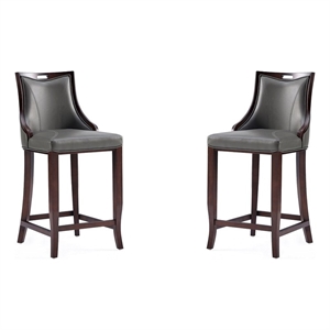Manhattan Comfort Emperor 27&quot Faux Leather Counter Stool in Pebble (Set of 2)