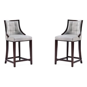 Manhattan Comfort Fifth 26&quot Faux Leather Counter Stool in Gray (Set of 2)