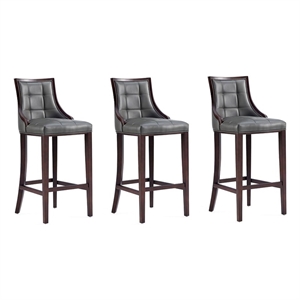 Manhattan Comfort Fifth 31.5&quot Faux Leather Barstool in Pebble (Set of 3)