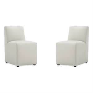 Manhattan Comfort Anna 19.69&quot Faux Leather Armless Dining Chair in Stone (2 Pc)