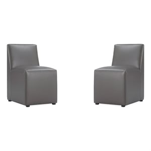 Manhattan Comfort Anna 19.69&quot Faux Leather Armless Dining Chair in Pewter (2 Pc)