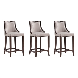 Manhattan Comfort Emperor 27&quot Faux Leather Counter Stool in Gray (Set of 3)