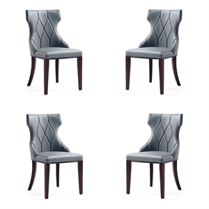 Manhattan Comfort Reine 18.5&quot Faux Leather Dining Chair in Gray (Set of 4)