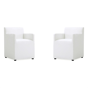 Manhattan Comfort Anna 19.69&quot Square Faux Leather Dining Chair in Cream (2 pc)