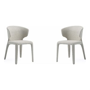 Manhattan Comfort Conrad 17.3&quot Tweed/Metal Dining Chair in Wheat (Set of 2)
