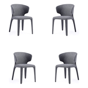 Manhattan Comfort Conrad 17.3&quot Tweed/Metal Dining Chair in Gray (Set of 4)