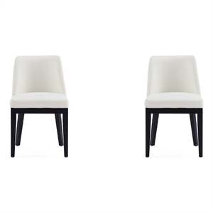 Manhattan Comfort Gansevoort 19.5&quot Faux Leather Dining Chair in Cream (Set of 2)