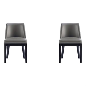 Manhattan Comfort Gansevoort 19.5&quot Faux Leather Dining Chair - Pebble (Set of 2)