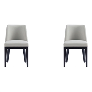 Manhattan Comfort Gansevoort 19.5&quot Faux Leather Dining Chair in Stone (Set of 2)