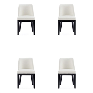 Manhattan Comfort Gansevoort 19.5&quot Faux Leather Dining Chair in Cream (Set of 4)
