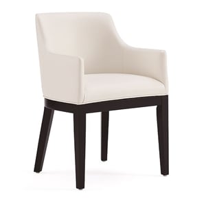 Manhattan Comfort Gansevoort 19.5&quot Faux Leather Dining Armchair in Cream