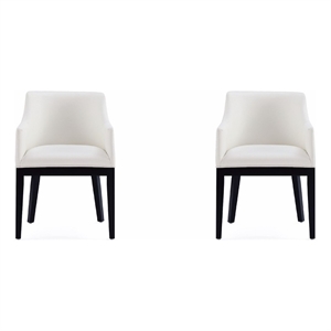 Manhattan Comfort Gansevoort 19.5&quot Faux Leather Dining Armchair in Cream (2 Pc)